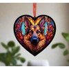 Image Industry German Shepherd Stained Glass Effect Heart Suncatcher -