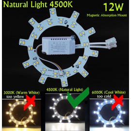 OLYMSTAR 12W LED Ceiling Fan Light Kit Replacement Panel for Flush Mount Ceiling Fan Light,Retrofit LED Light Engine Upgrade PCB Light Board, 4500K Natural Light