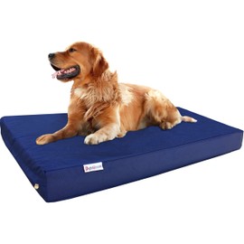 Dogbed4less Extra Large Orthopedic Gel Infused Memory Foam Dog Bed, Waterproof Liner and 1680 Ballistic Blue External Cover, 40X35X4 Inch