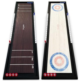 SWOOC Games | 2-in-1 Shuffleboard and Curling | 100% Solid Wood Shuffleboard Table (4ft) | 5+ Games Included | Tabletop Games for Adults & Kids | Board Game Table Top Games | Bar Games | Indoor Games