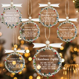 Cinnvoice 6 Pcs Funny Christmas Ornament for Coworkers Gifts, Christmas Coworkers Hanging Ornaments Appreciation Gifts for Women Men Teacher Work Bestie(Inspirational)