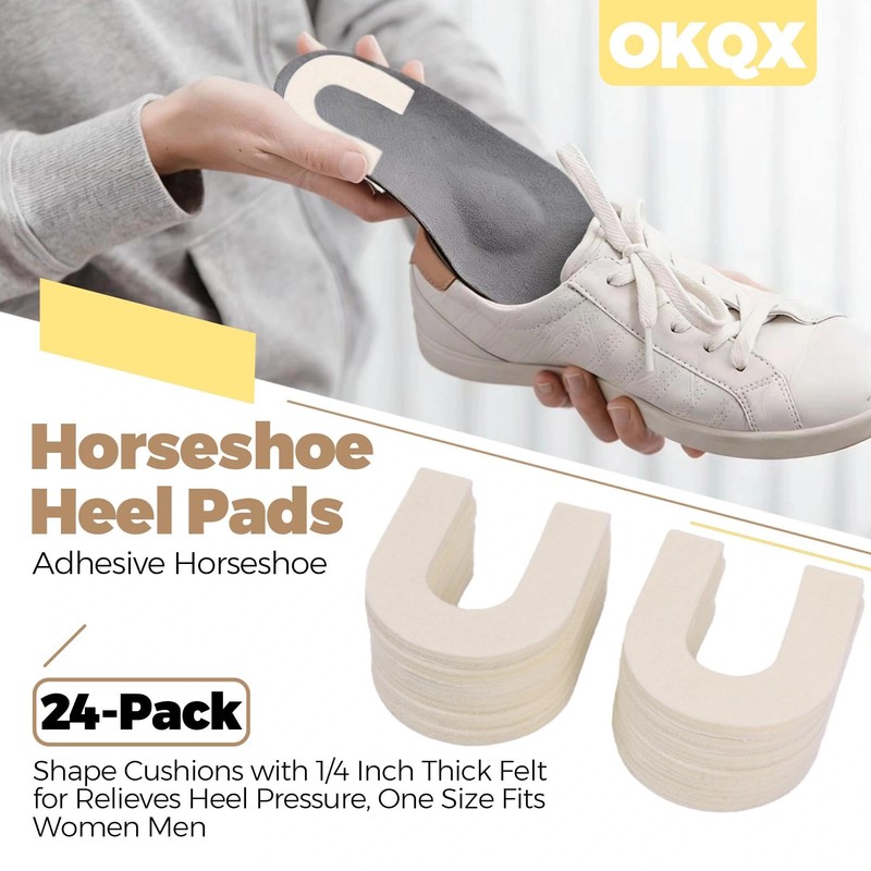 OKQX 24-Pack Horseshoe Heel Pads - Adhesive Horseshoe -Shape Cushions