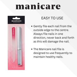 Manicare 3 Glass Nail Files, For Shaping And Styling Nails, Strong Glass File For Natural And Artificial Nails, Double Sided, Includes Protective Cases, Perfect For At Home Or On The Go Manicures