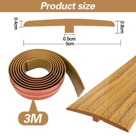 Wapasezyar T Profile Transition Strip Floor PVC Door Sill Strip, Transition Rail Flat Divider Strip for Connecting Floors Gaps of Laminate Flooring Tiles (Maple Wood Grain, 5 cm x 3 m)