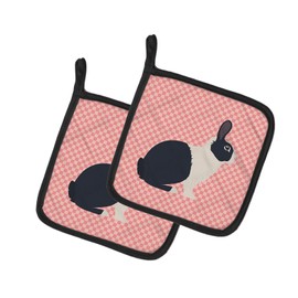 Caroline's Treasures BB7958PTHD Dutch Rabbit Pink Check Pair of Pot Holders, 7.5HX7.5W, Multicolor