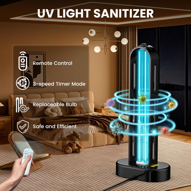 ZETAWALE UV Light Sanitizer, Ultraviolet Lamp with Remote Control for