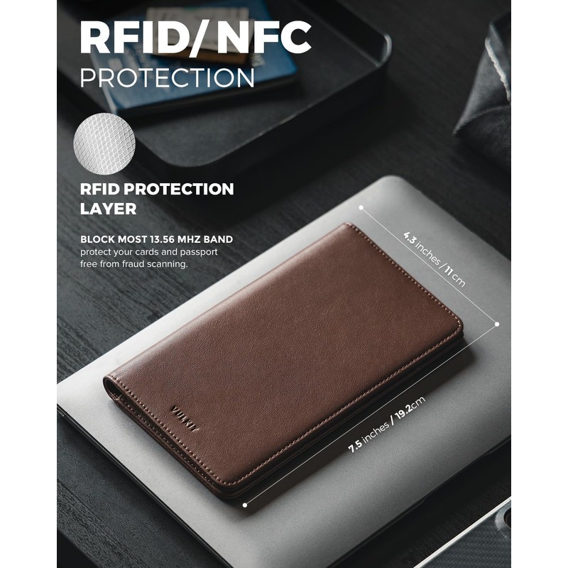 VULKIT Cartera Porta Pasaporte Billetera de Viaje con Bloqueo RFID