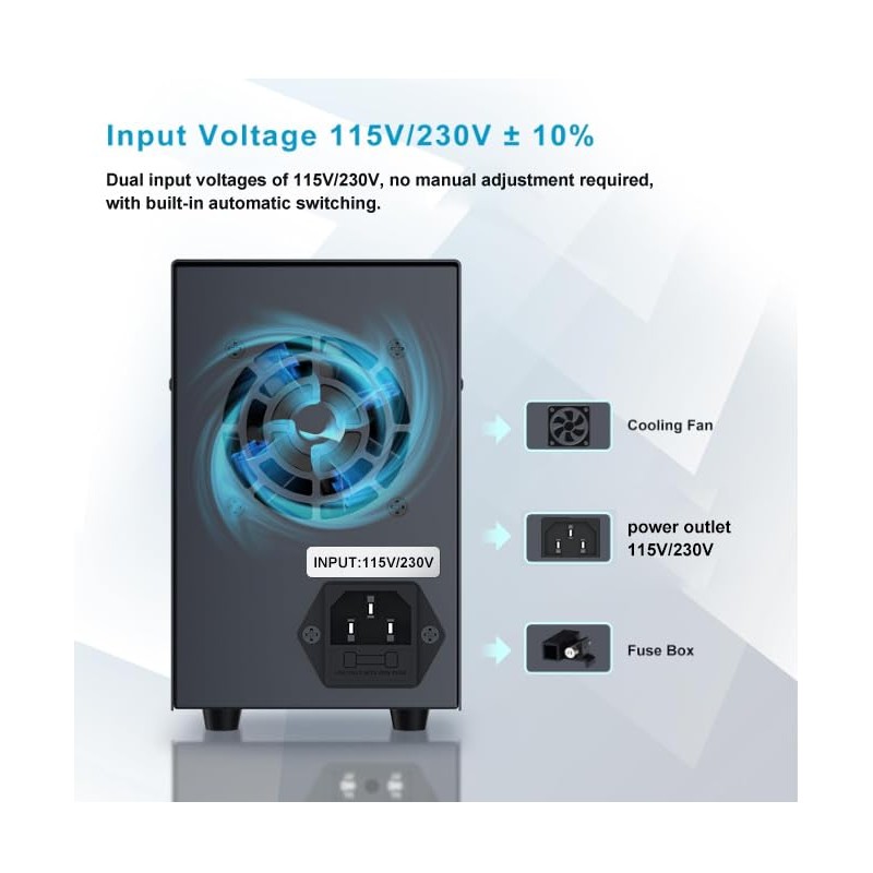 DC Power Supply 0-160V 0-2A, Bench Power Supply with Encoder