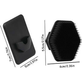 Cepillo facial hexagonal con gancho de silicona. El gancho de silicona permite guardar el cepillo después de la limpieza. Cepillo corporal(Black)