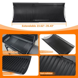 Hisencn 23"- 35" Adjustable Ash Pan/Drip Pan for Chargriller 5050 5072 5650 2121 2123 2222 2823 2828 3070 200157 Charcoal Grills, River Charcoal Grill, Charbroil 17302056, with 2 Pack Hangers