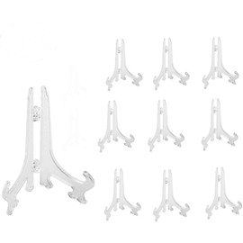 PDFans Plastic Easels Display Stands Plate Picture Frame Stand Holder Clear 1Set/10 PCS (4 Inch)
