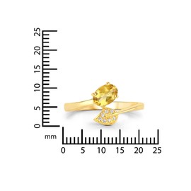 Rafaela Donata Women's Ring 925 Sterling Silver Yellow Gold-Plated 14 Carat with Beryl Yellow Gemstone Ring Gemstone Size 7 x 5 mm, 52, Beryl