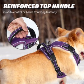 Dog Harness, No-Pull Dog Harness, Chest Harness for Small, Large, Medium Dogs, Soft, Breathable, Adjustable, Reflective Dog Harness, Anti-Pull with Padded Handle