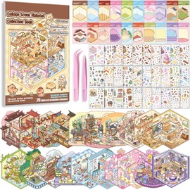 3D DIY House Sticker Scene Kit, Miniature Therapy Scenes, Creative Reusable Stickers with Tweezers, Ages 3+ (Diytz20)