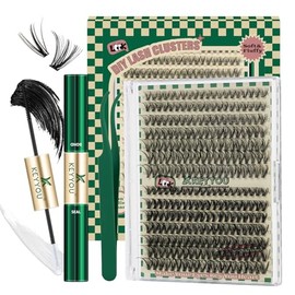 KEYYOU Kit de Extensión de Pestañas DIY 280pcs Pestañas Individuales D Curl Kit de Extensión de Pestañas 30D+40D 9-16Mix Lash Clusters con Lash Bond y Sellado y Aplicador de Pestañas para Bricolaje en Casa Set 282 Piezas 30D&40D