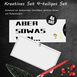 Jingzhan Birthday Card, Voucher Birthday, Set of 4 Greeting Cards, Scratch Cards to Write Yourself, Card with Envelope, Gold Embossing, Scratch Stickers, Voucher Cards to Fill Yourself