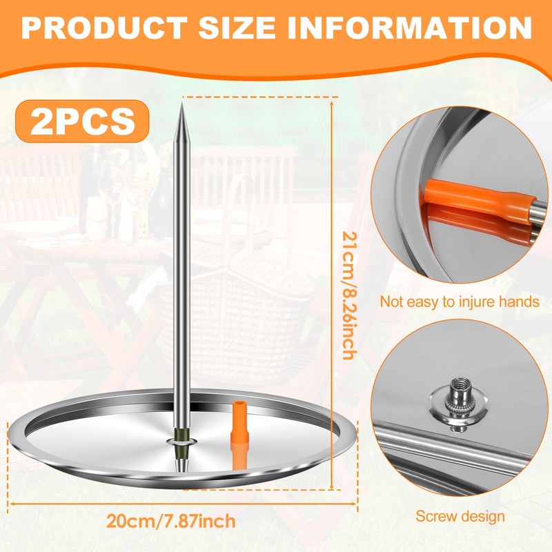 Vertical Skewer for Grill Stainless Steel Pastor Skewer with 2