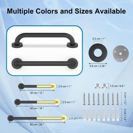 Shower Grab Bar, 30 cm 304 Stainless Steel Bathroom Grab Bar, Shower Handle Bath Handle, Safety Bars for Kitchen Bedroom Bathtub, Shower and Steps, Senior, Elderly, Handicap, Black