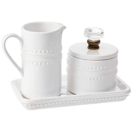 Mud Pie Farmhouse Inspired Vintage Doorknob Cream and Sugar Set, One Size, White