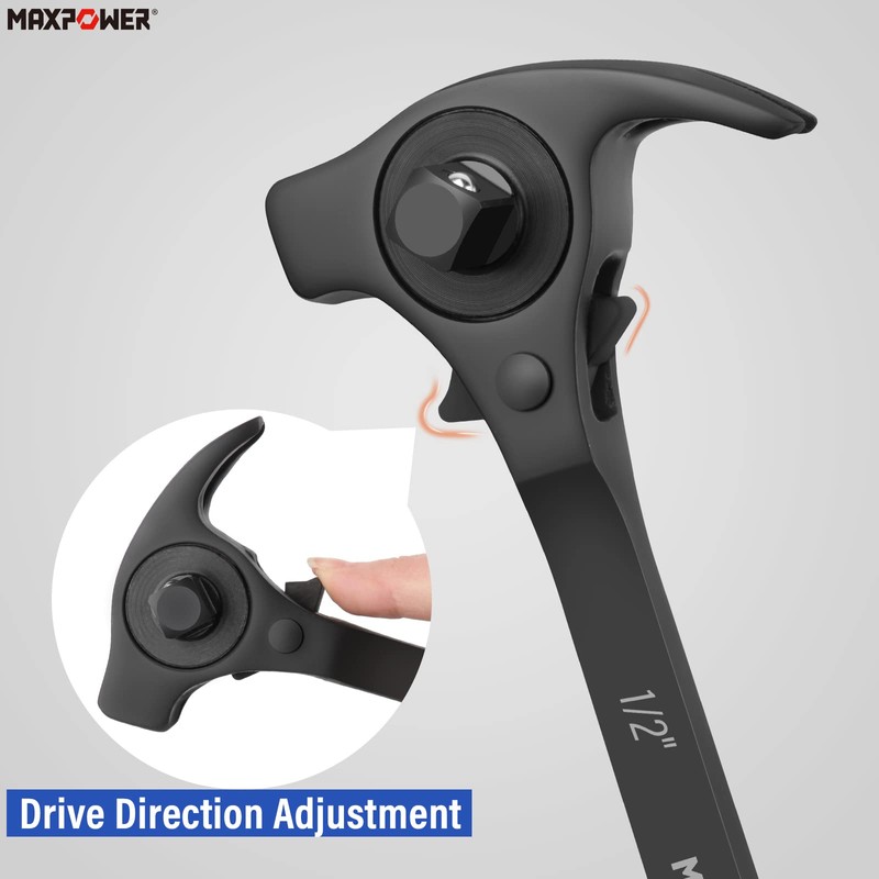 MAXPOWER 1/2" and 3/8" Drive Scaffold Ratchet Wrench, Podger Spanner