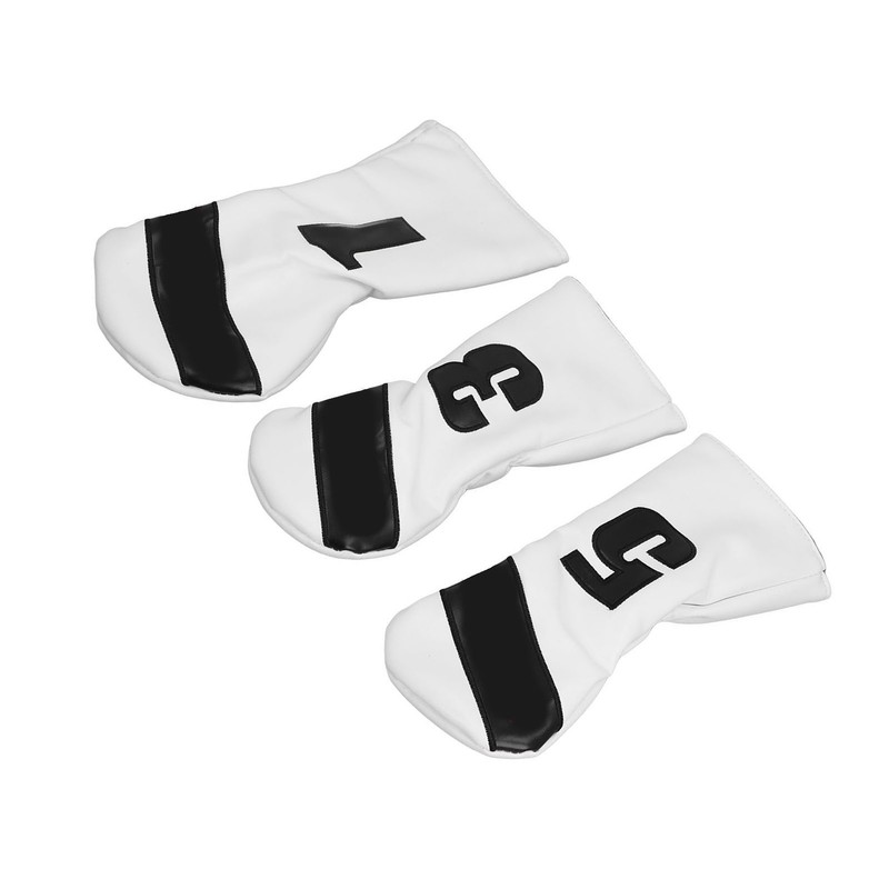 3PCS Golf Club Head Cover PU Leather Waterproof Protective Golf