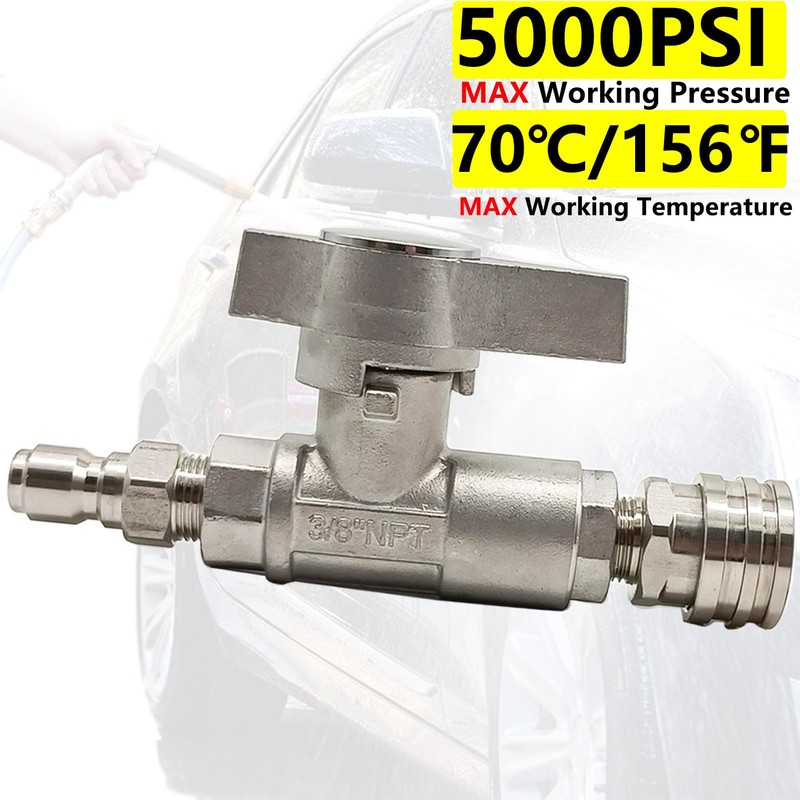 Geife High Pressure Washer Ball Valve Kit, 3/8 Inch Quick