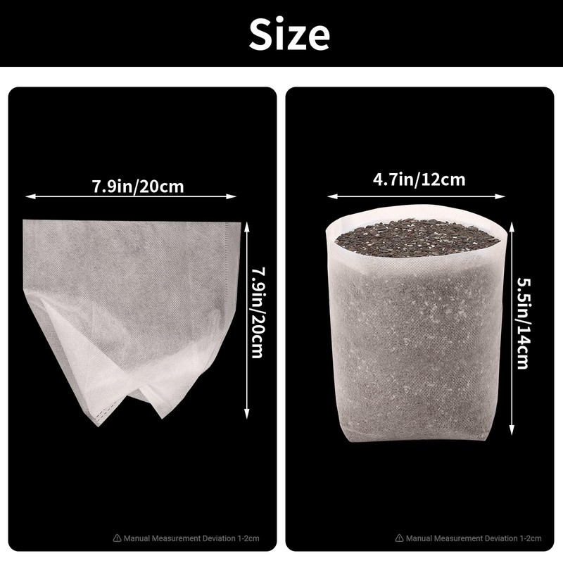 Fabric Grow Bags - 7.9x7.9 inches Breathable Seed Starter Plant