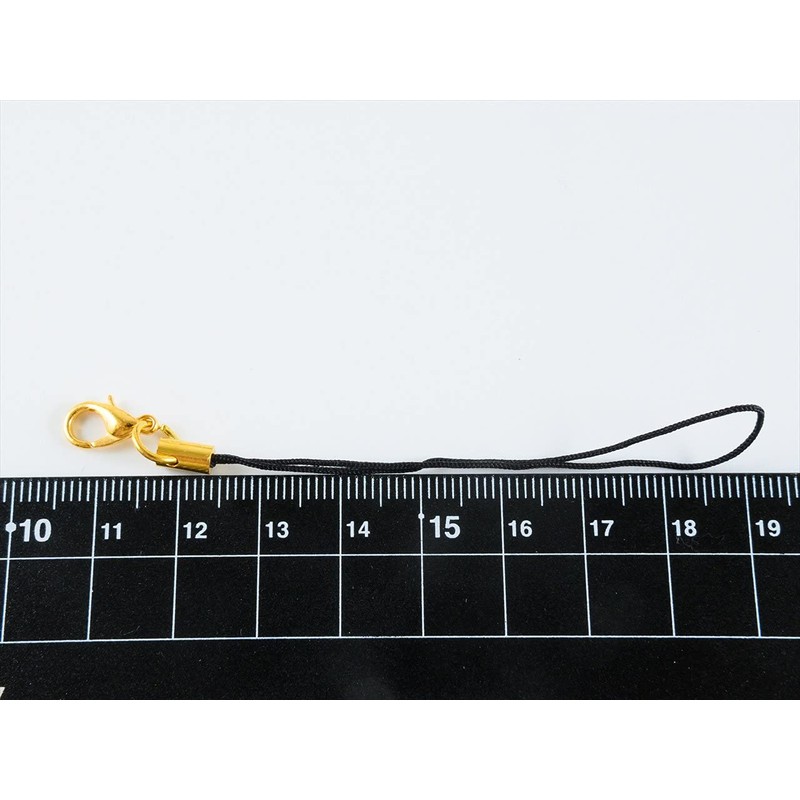 紗や工房 カニカン付き携帯ストラップ黒×ゴールド金/約50本