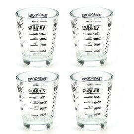Shot Glasses Measuring cup Liquid Heavy Glass Wine Glass Espresso Shot Glass 26-Incremental Measurement 1 OZ 4 Features 45ML (4 pack-black 30ml)