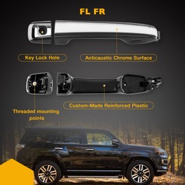 Gledewen - Manija exterior cromada para puerta de 4 piezas delantera trasera del conductor y lado del pasajero, compatible con Toyota 4Runner GX460 2010-2021, reemplaza # 69210-60170, 69250-60070,