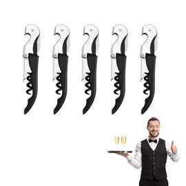 Waiter Corkscrew, Corkscrew Wine Opener Stainless Steel, Wine Bottle Opener Wine Key for Restaurant Waiters Bartenders Sommelier (Black/5PCS)