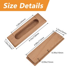 MOROBOR 2PCS Rectangular Wood Recessed Concealed Handle, Embedded Design Sliding Door Handles Cabinet Pulls Flush Closet Door Pull for Sliding Barn Bypass Doors Wardrobe Drawer Knobs