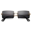 Rectangle Sunglasses for Men/Women Small Rimless Square Shade Eyewear (Black)
