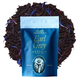 August Essentials Earl Grey Black Tea – Handcrafted Organic Black Tea for Daily Enjoyment – Smooth Morning Drink with Velvety Flavor and Bright Bergamot Notes - Convenient Resealable Pouch (1.8oz)