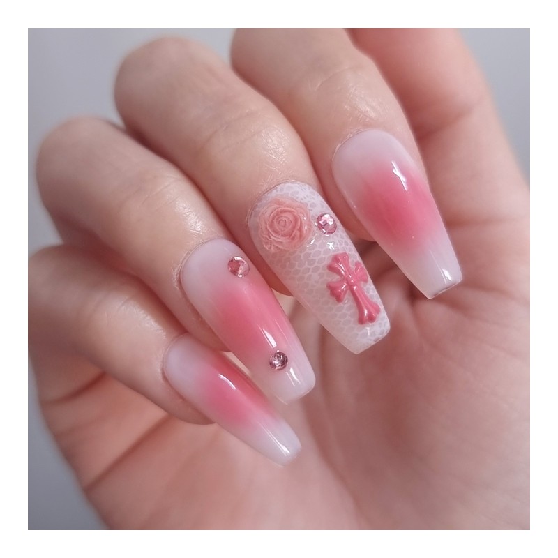 Rose Chrome Handmade Nail Tips - Points / 로즈크롬 수제네일팁