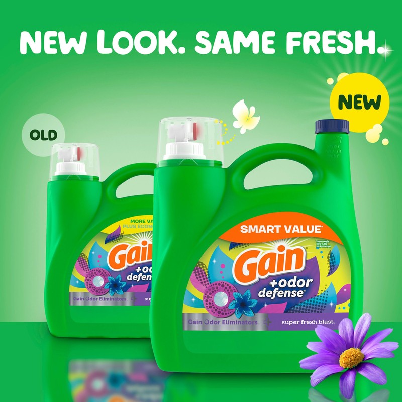 Gain + Odor Defense Liquid Laundry Detergent, Super Fresh Blast