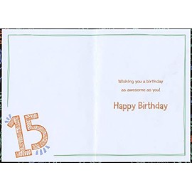 Designer Greetings Bronze Foil Scribble on Black Background Age 15 / 15th Birthday Card for Boy
