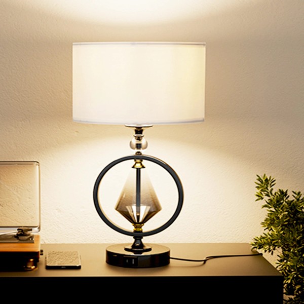 HYMELA Bedside Table Lamp Touch Control Luxury Diamond Desk Lamp