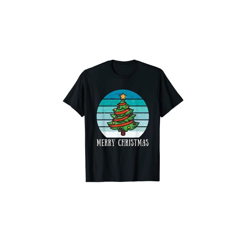 Christmas Tree Merry Christmas Tree Vintage Gift T-Shirt, black