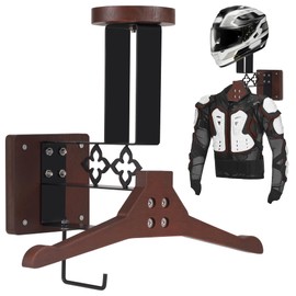CKPART Upgraded Motorcycle Helmet Holder Wall Mount, Tactical Gear Holder with Helmet Stand, Tactical Gear Holder with Helmet Holder, Wood and Metal Wall Mount for Football Cycling Gear Tactical Gear
