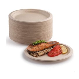 YIEN 50PCS Super Rigid Paper Plates 100% Biodegradable and Compostable, Environmentally Friendly Heavy-Duty Recyclable Dinner Plate, Perfect for Picnics Barbecues (9inch)