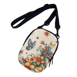 Suobstales Bohemia Mandala Butterfly Print Small Messenger Bag Casual Shoulder Bag Crossbody Bag Travel Passport Wallet Bag for Women for Cell Phone