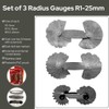 Proops Set x 3, 1-25mm Radius Gauge, Dual End, Measuring,