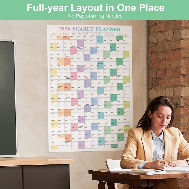 24" x 36" Exellewis 2026 Wall Calendar, Folded Large Paper