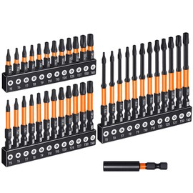 JOSQNNIA Security Torx Bit Set, Torx Bit Set 36-Piece T5-T40 with 1/2/3" Tamper Proof Bits, S2 Steel Magnetic Tips & 60mm Extension Bar for Impact Driver