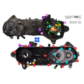 Easyboost Complete Set of Screws 59 Galvanised Steel CHC for MBK Booster Nitro Ovetto Mach-G Stunt Rocket Yamaha Bw's Slider Aerox Jog-R Neo's Aprilia SR Malaguti F10 F12 Minarelli