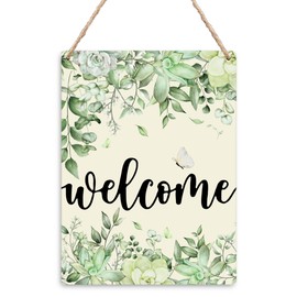Kneaotoaji Spring Decor Wooden Signs - Spring Welcome Signs for Front Door, Spring Decorations for Home, Spring Outdoor Porch Decor Door Wall Wooden Hanging Plaque 8x10 Inch