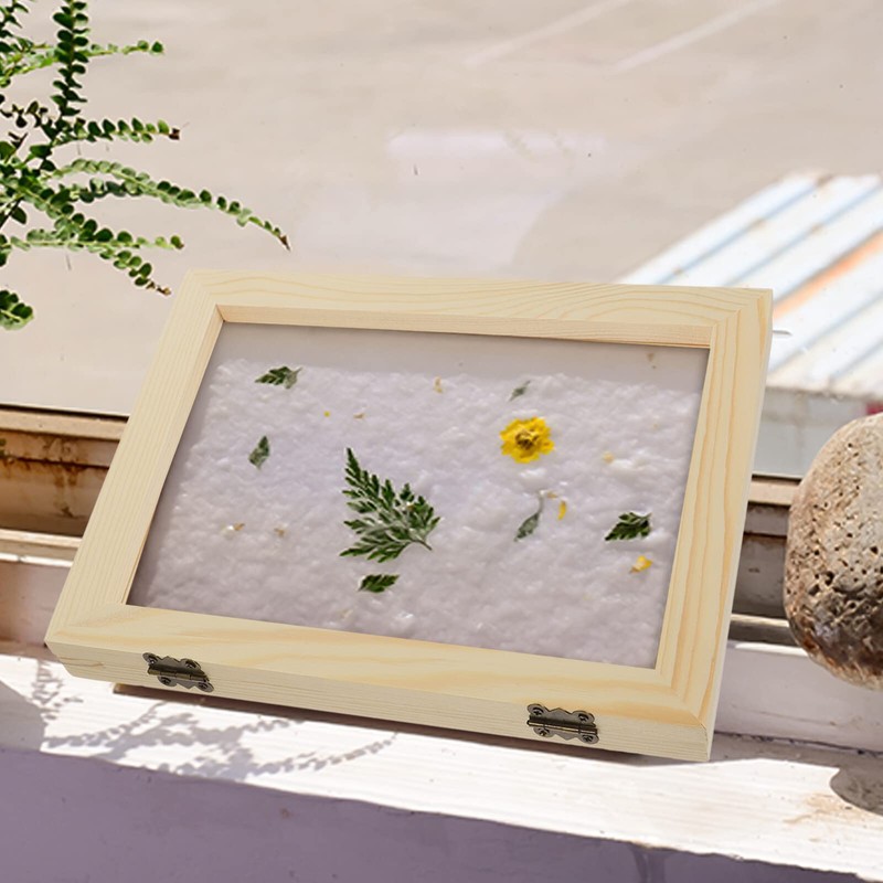 Lurrose Wooden Papermaking Screen and Deckle Wooden Paper Making Frame