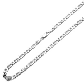 Sterling Silver Necklace 5mm High Polished Figaro Chain Necklace (Available Size 7 to 30 Inch), 16"