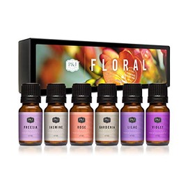 Floral Set of 6 Premium Grade Fragrance Oils - Violet, Jasmine, Rose, Lilac, Freesia, Gardenia - 10ml